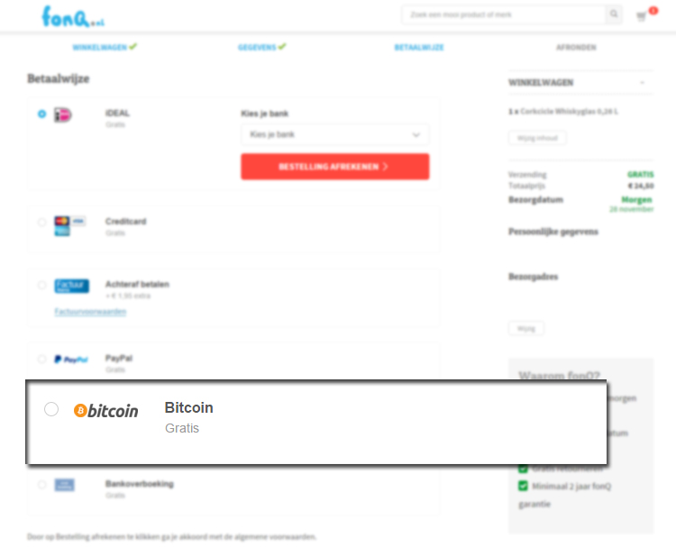 Paying with Bitcoin on Fonq.nl