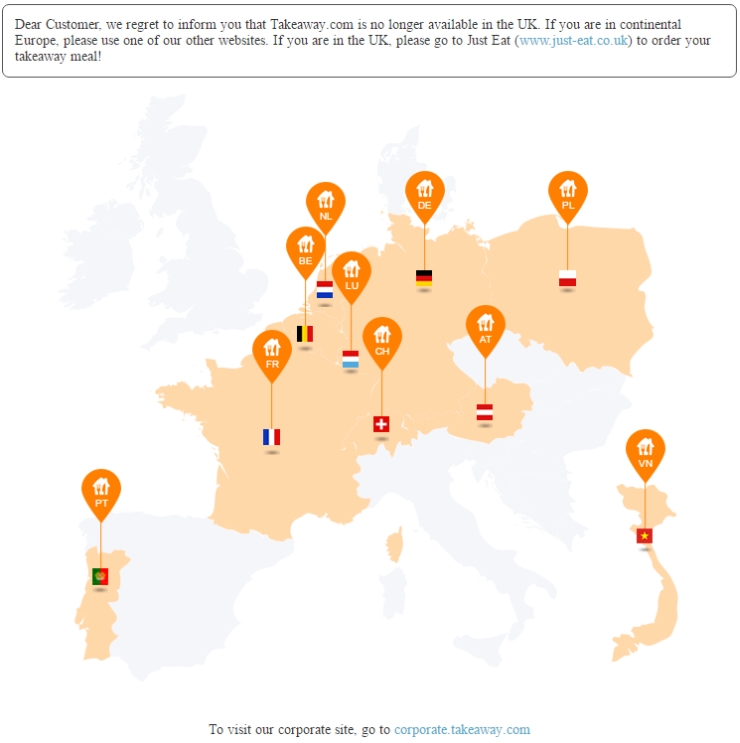 Takeaway.com in Europe