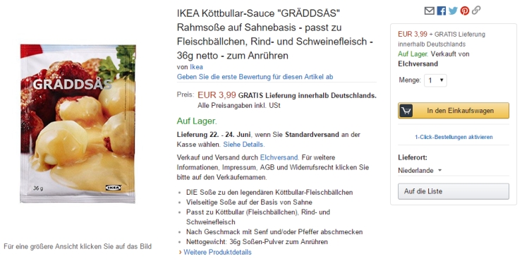 Ikea's cream sauce is for sale on Amazon.