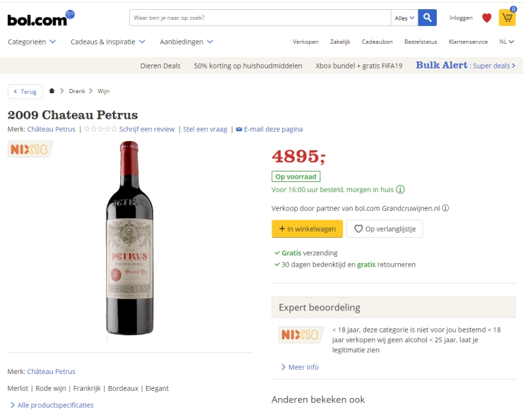 Bol.com sells wine online