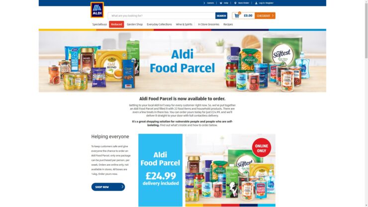 The Aldi Food Parcel website